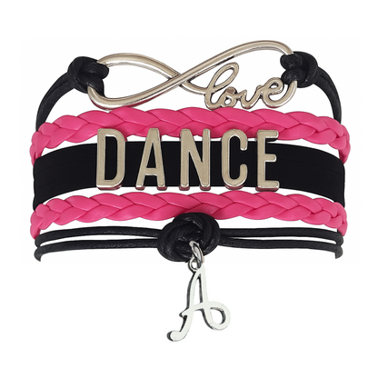Dance Bracelet with Initial Charm - Pick Colors