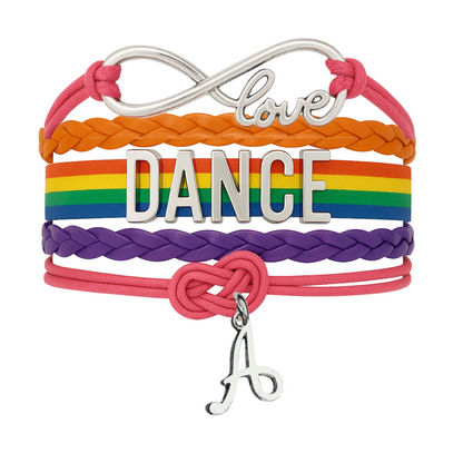 Dance Bracelet with Initial Charm - Pick Colors