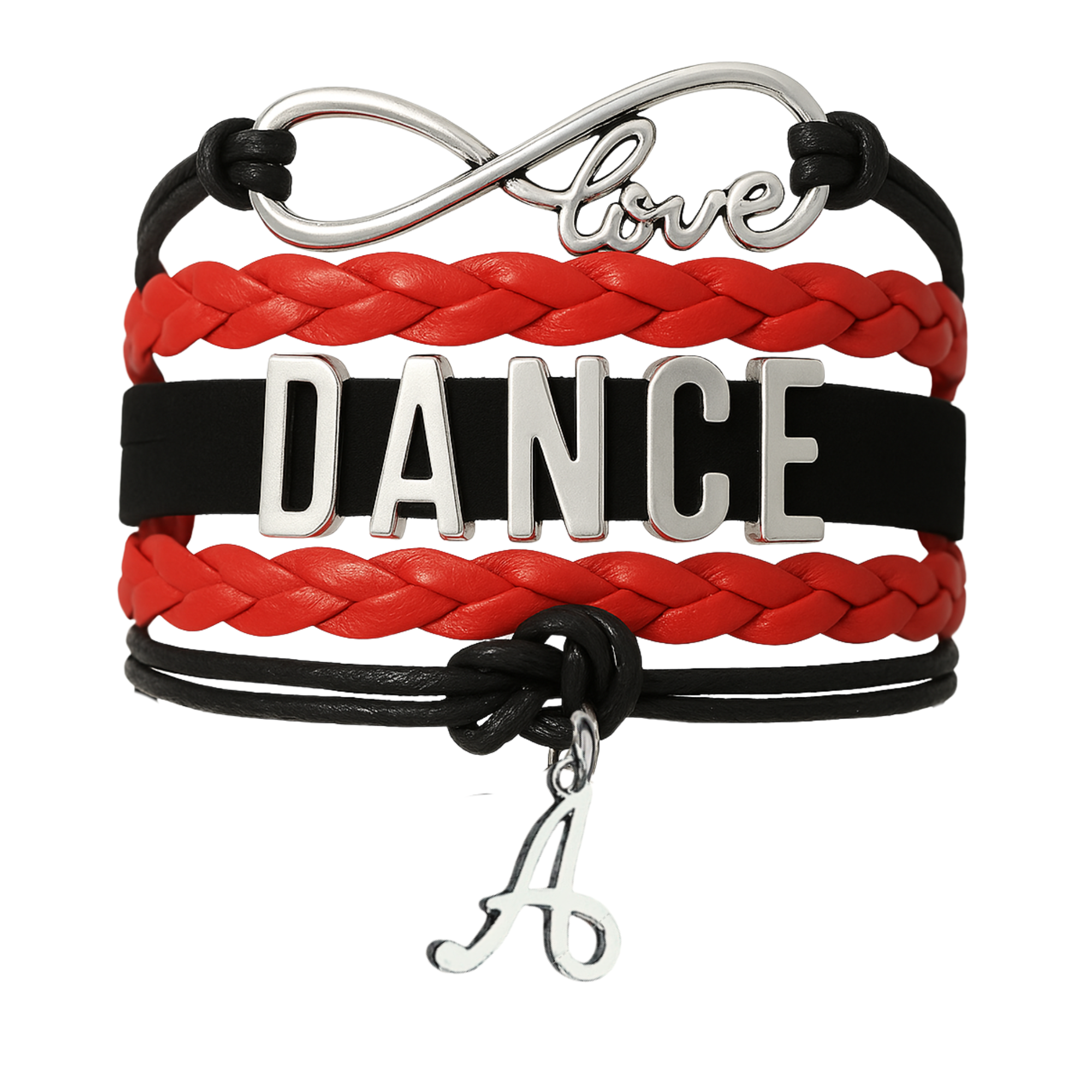 Dance Bracelet with Initial Charm - Pick Colors