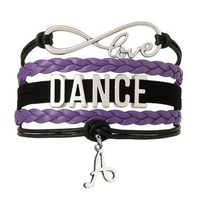 Dance Bracelet with Initial Charm - Pick Colors