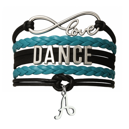 Dance Bracelet with Initial Charm - Pick Colors