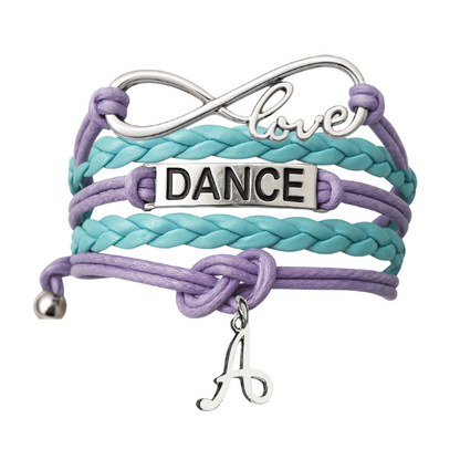 Dance Bracelet with Initial Charm - Pick Colors