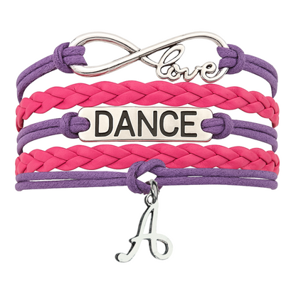 Dance Bracelet with Initial Charm - Pick Colors