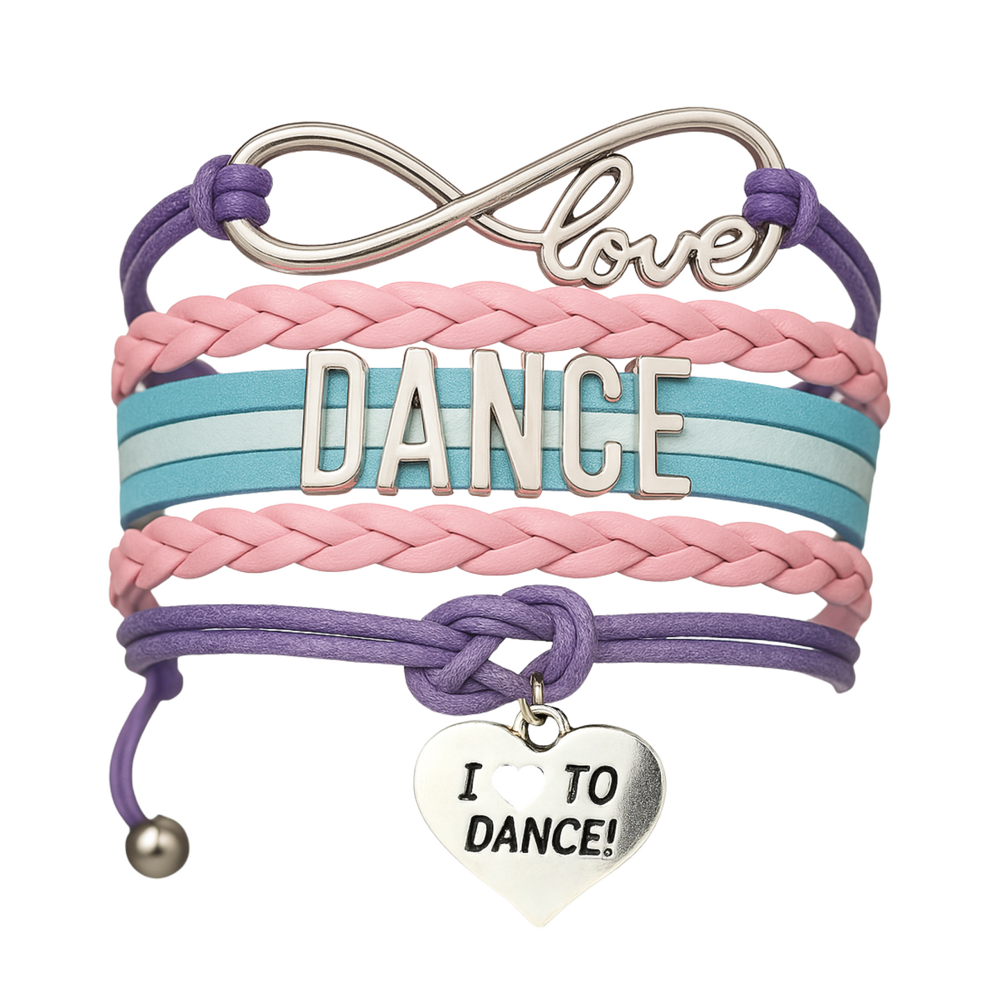 Girls Dance Infinity Bracelet - Choose Charm & Colors
