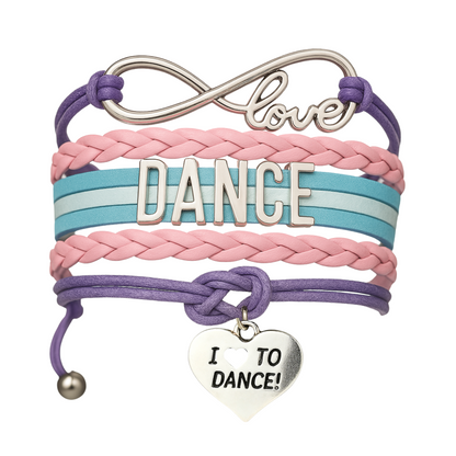 Girls Dance Infinity Bracelet - Choose Charm & Colors