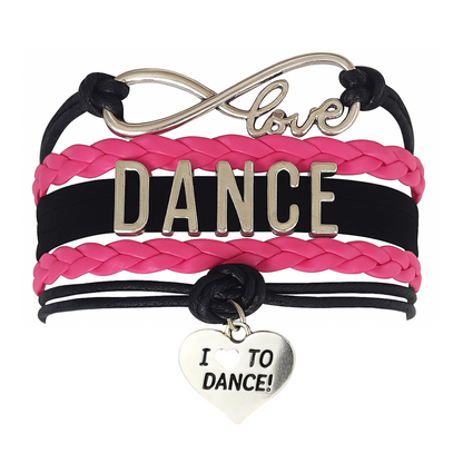 Girls Dance Infinity Bracelet - Choose Charm & Colors