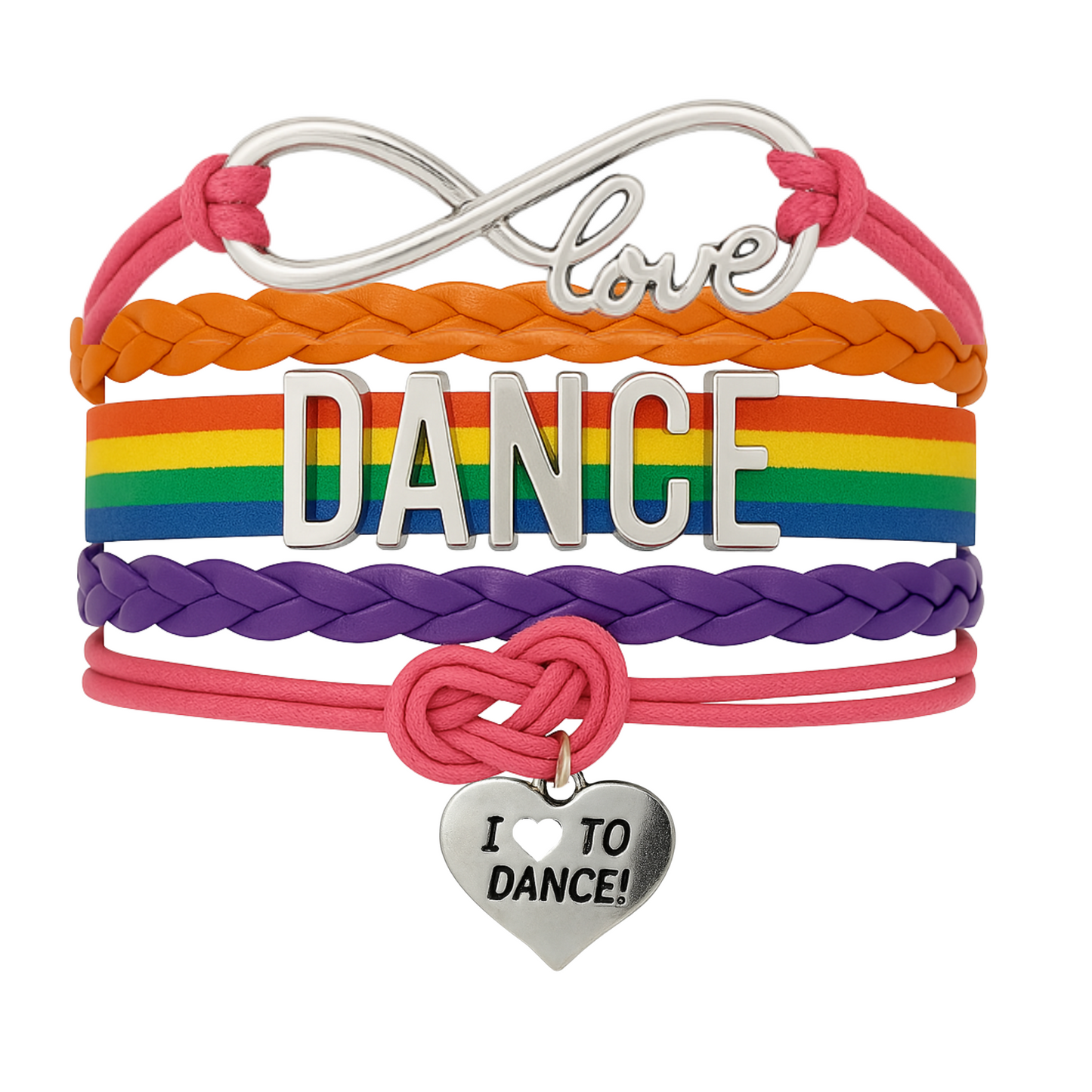 Girls Dance Infinity Bracelet - Choose Charm & Colors