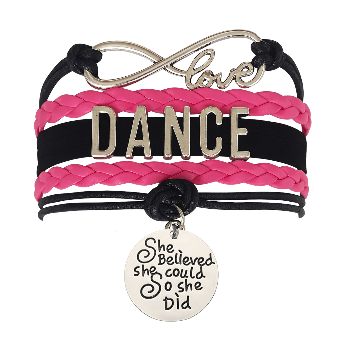 Girls Dance Infinity Bracelet - Choose Charm & Colors