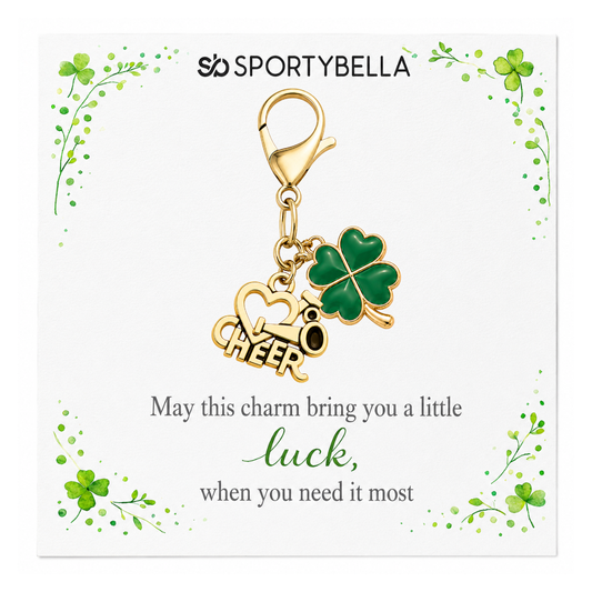 Cheer Four Leaf Clover Lucky Gold Clip on Charm