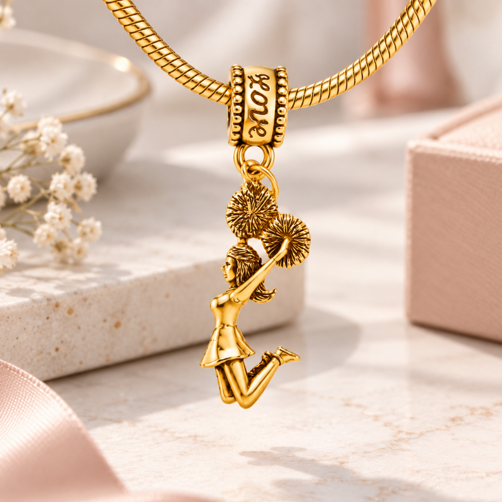 Cheer Gold Charm Bead - Pick Style