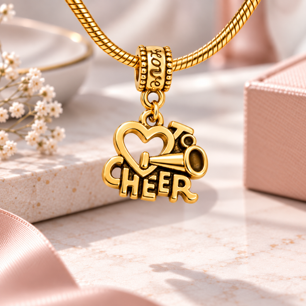 Cheer Gold Charm Bead - Pick Style