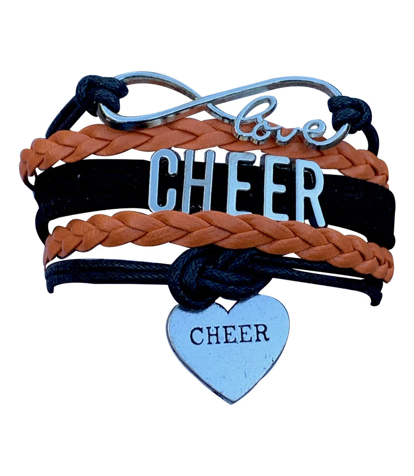 Infinity Cheer Bracelet - Pick Team Colors & Charm