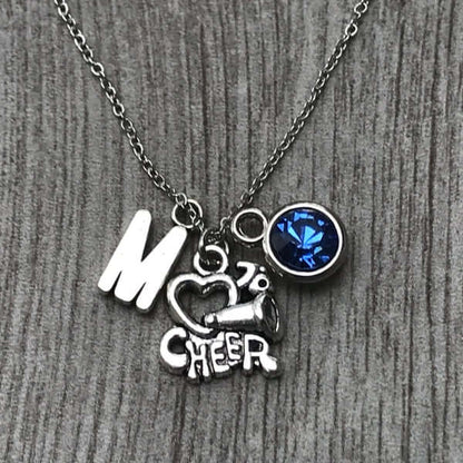Personalized Cheer Necklace with Initial & Birthstone Charm
