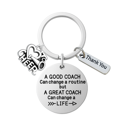 Cheer Coach Keychain - A Good Coach Can Change Routine