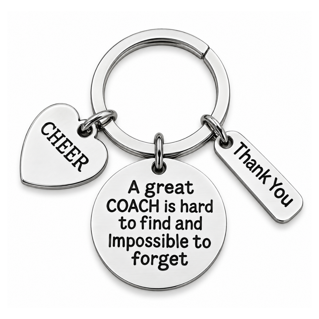 Cheer Coach Keychain - Great Coach is Hard to Find - Pick Charm
