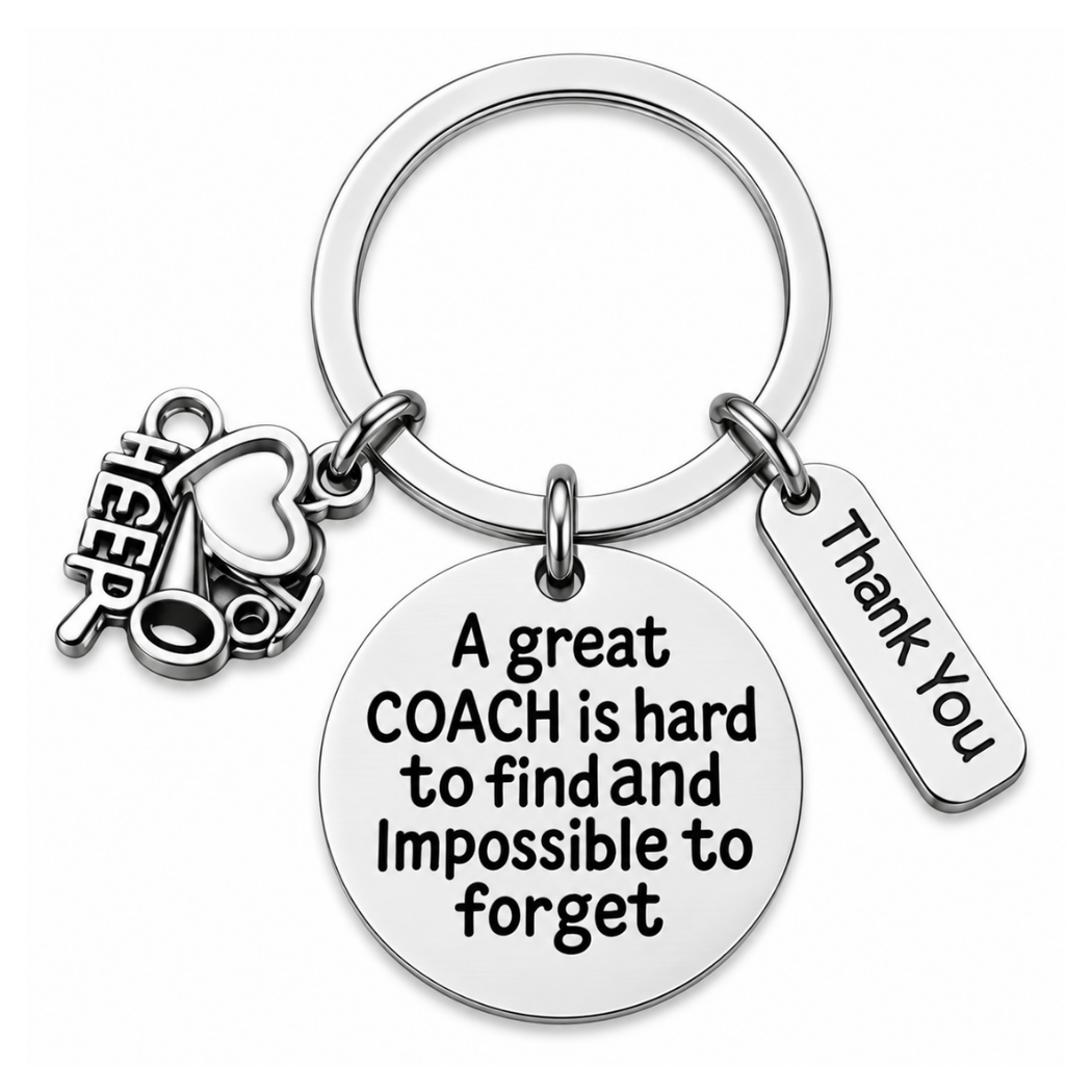 Cheer Coach Keychain - Great Coach is Hard to Find - Pick Charm