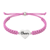 Light pink cheer rope bracelet with engraved heart charm, perfect gift for young cheerleaders