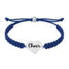 Navy Blue cheer rope bracelet with silver-tone heart charm, great gift for cheer squads and friends