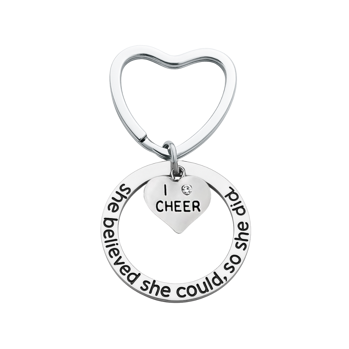 Cheer Heart Keychain - She Believed She Could So She Did
