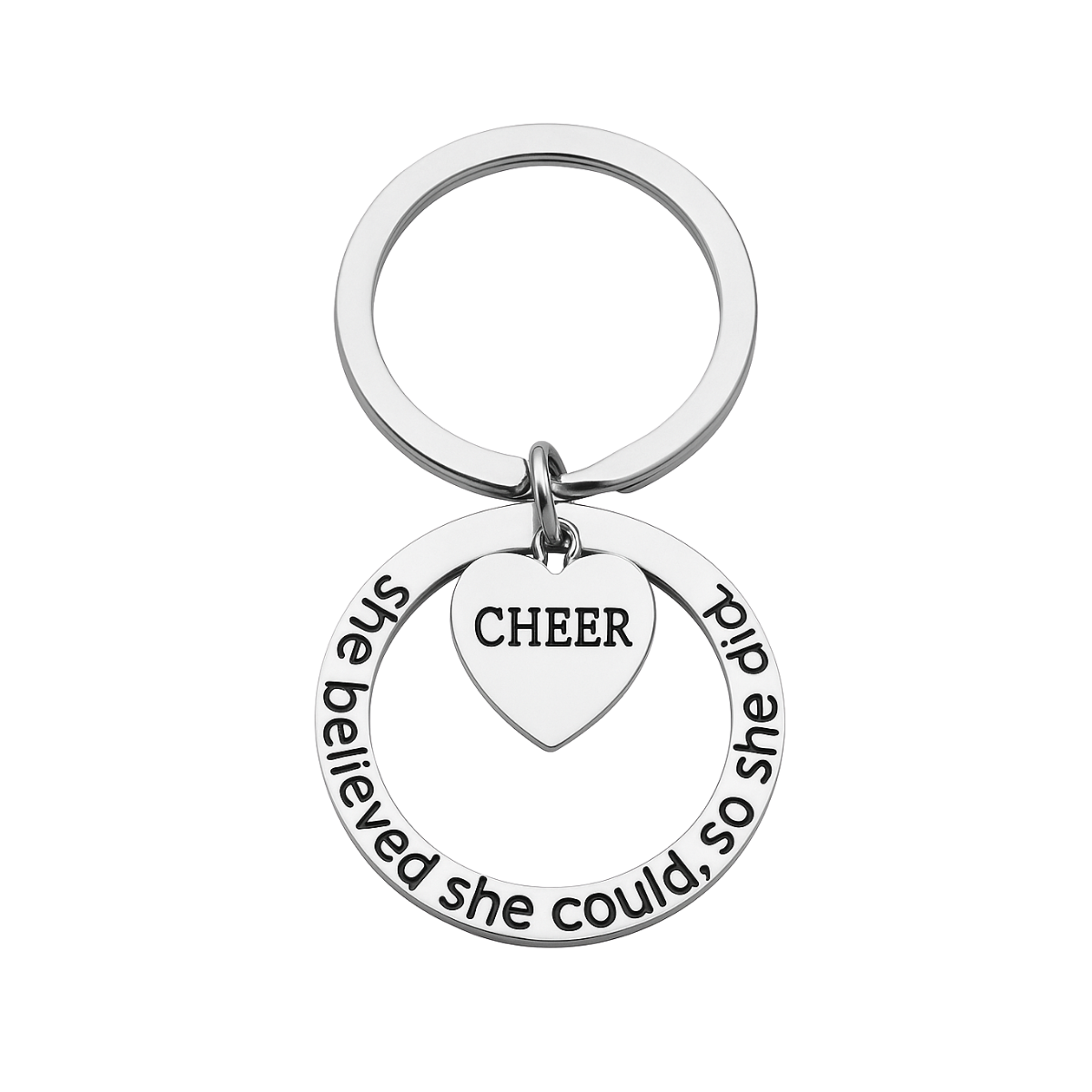 Cheer Heart Keychain - She Believed She Could So She Did