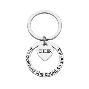 Cheer Heart Keychain - She Believed She Could So She Did