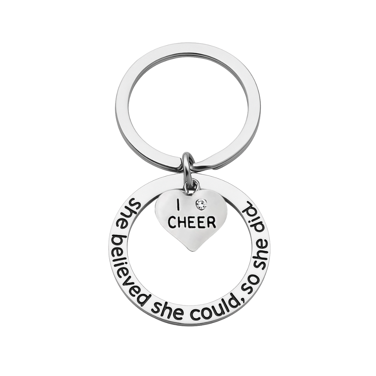 Cheer Heart Keychain - She Believed She Could So She Did