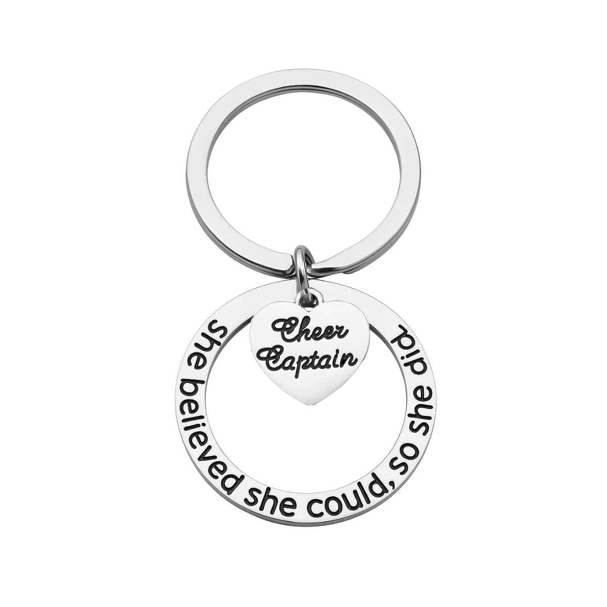 Cheer Heart Keychain - She Believed She Could So She Did