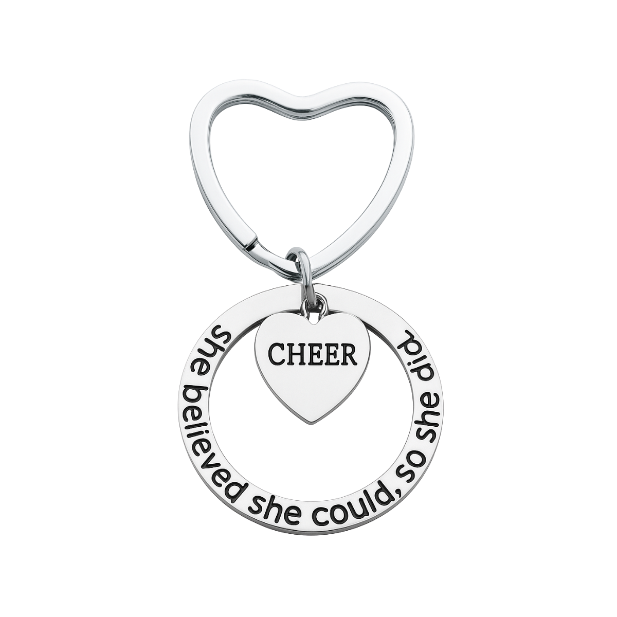 Cheer Heart Keychain - She Believed She Could So She Did