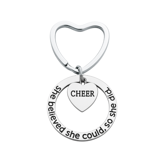 Cheer Heart Keychain - She Believed She Could So She Did