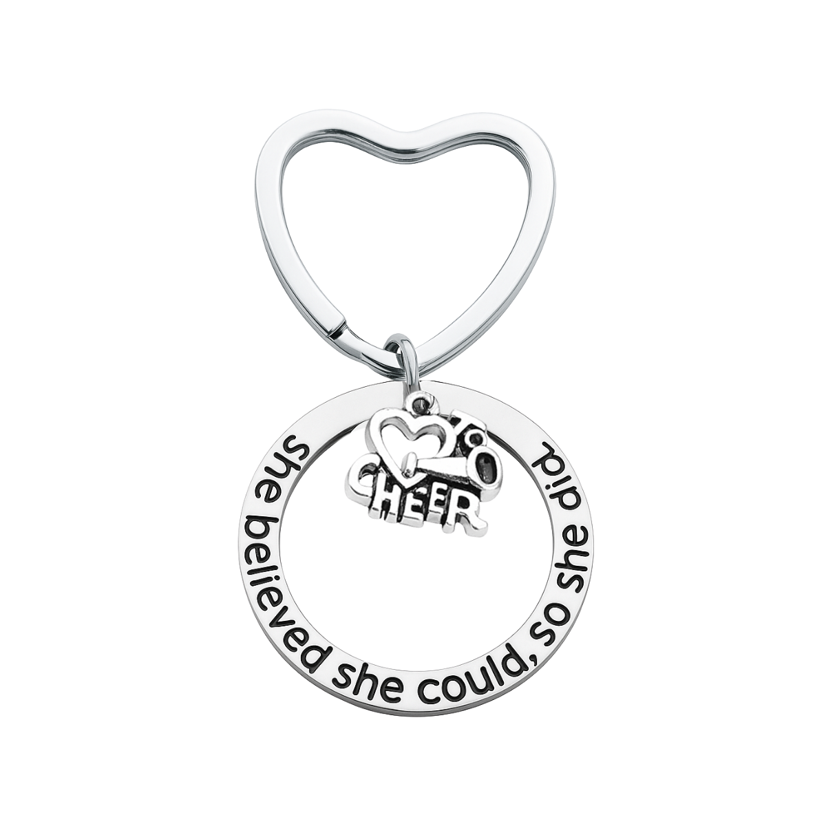 Cheer Heart Keychain - She Believed She Could So She Did