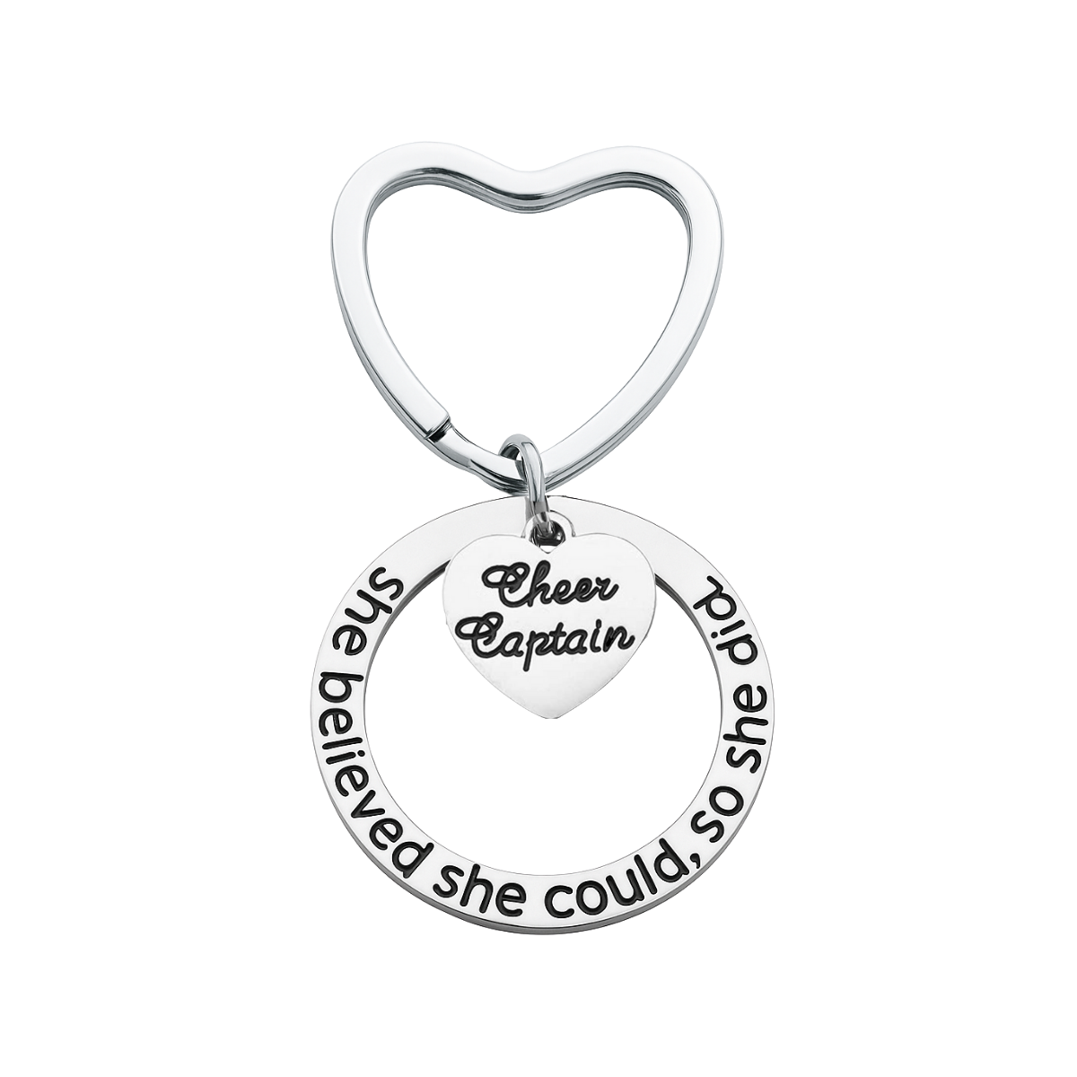 Cheer Heart Keychain - She Believed She Could So She Did
