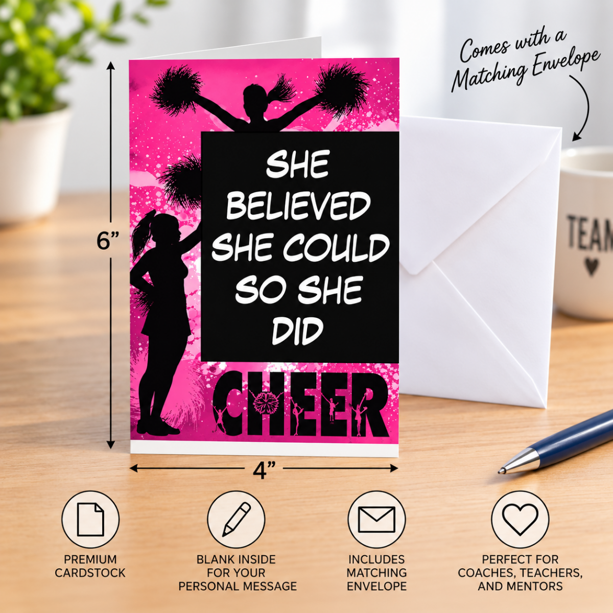 Cheer Keychain & Card Gift Set - She Believed She Could So She Did