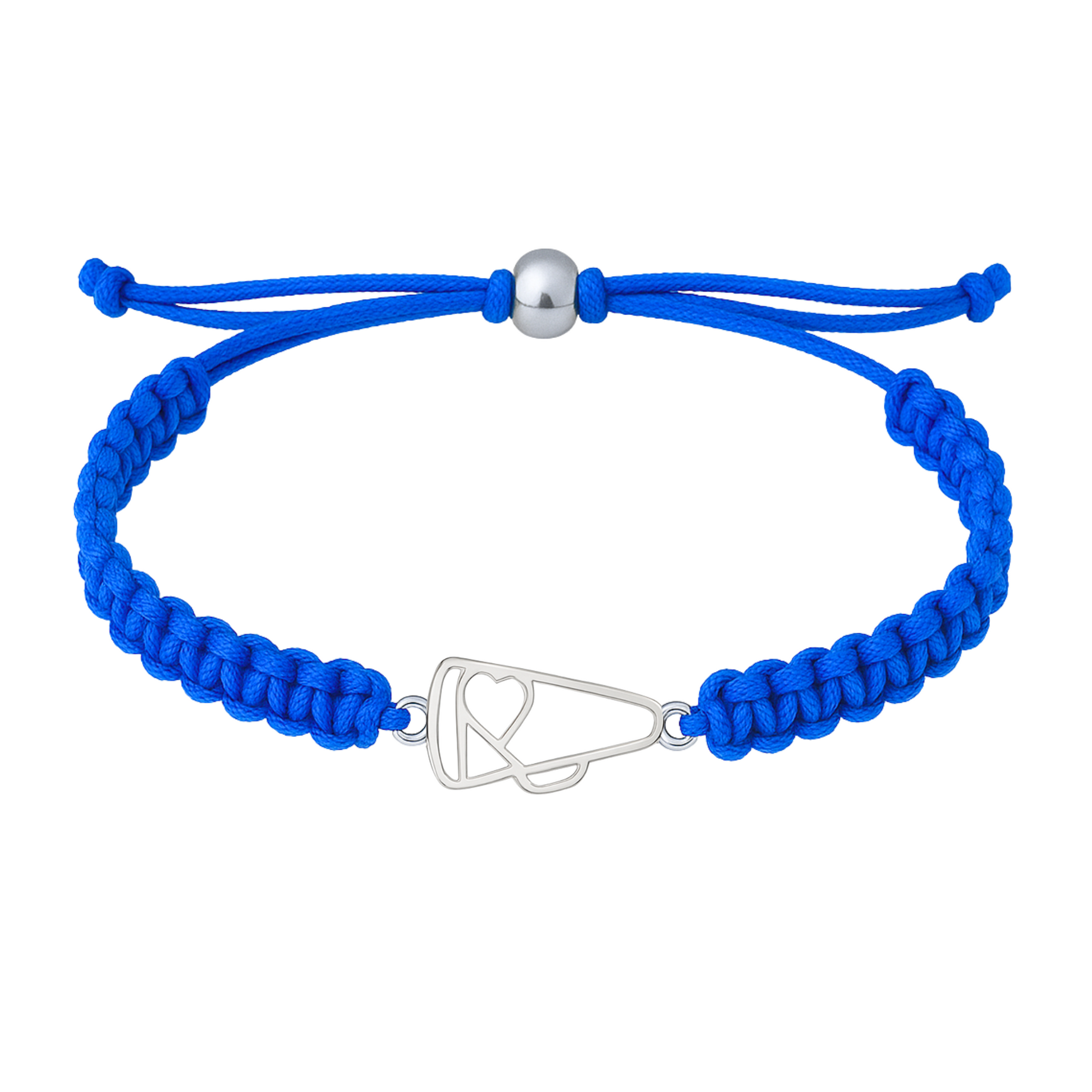 Royal blue braided cheer bracelet with sporty megaphone charm