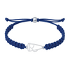 Navy blue cheer bracelet featuring fade-resistant stainless steel charm