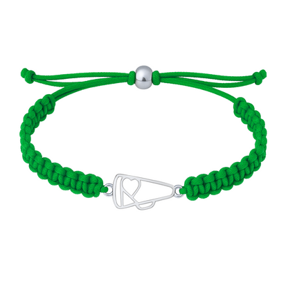 Green adjustable bracelet with stainless steel megaphone charm