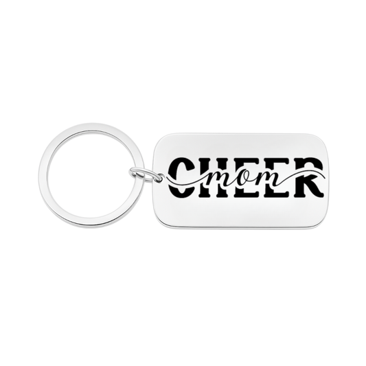 Cheer Mom Keychain - Rectangle Shape - Pick Style