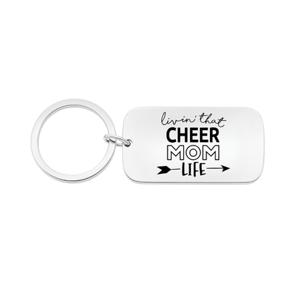 Cheer Mom Keychain - Rectangle Shape - Pick Style