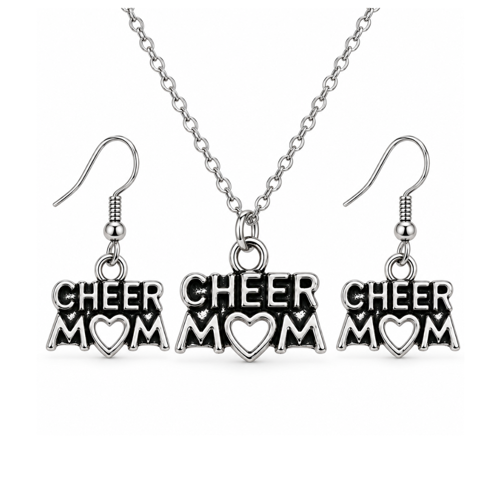 Cheer Mom Necklace and Earrings Jewelry Gift Set