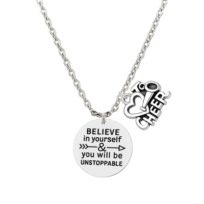 Cheer Necklace - Believe in Yourself - Pick Charm