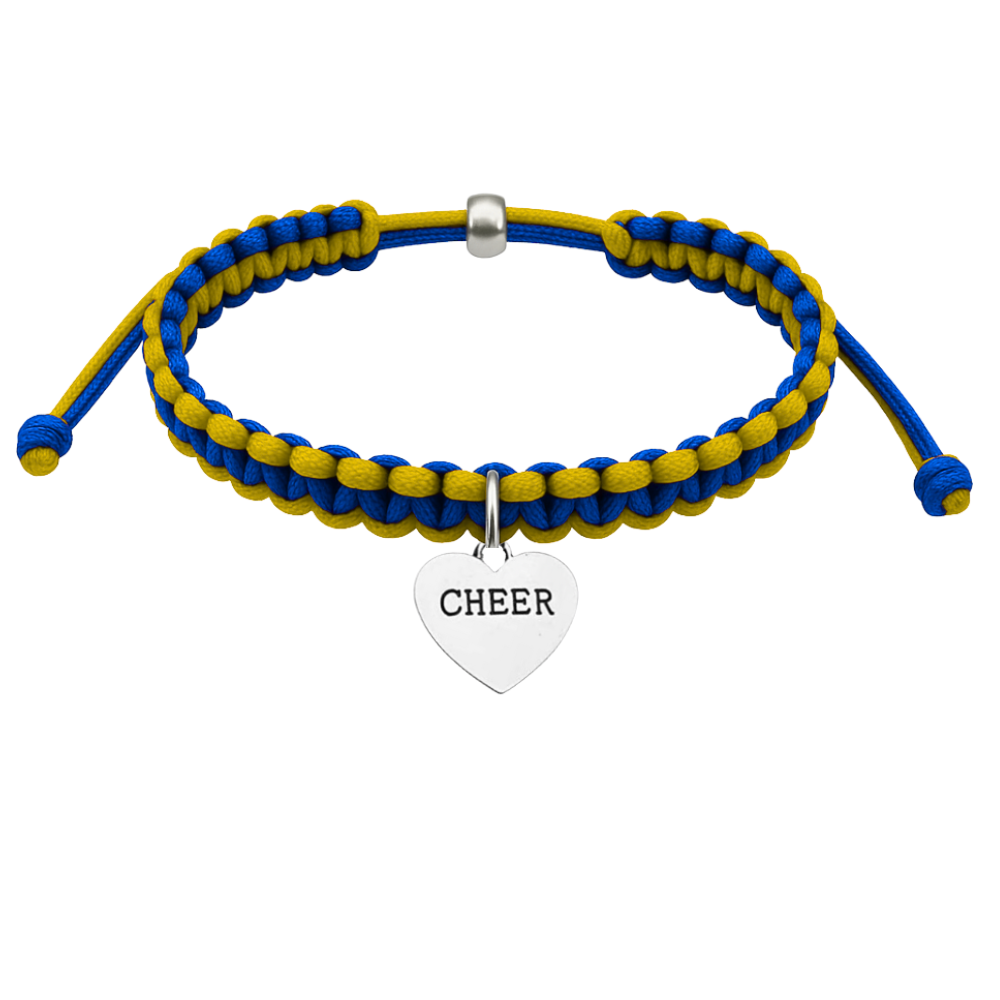Cheer Charm Multi Colored Rope Bracelet - Pick Colors