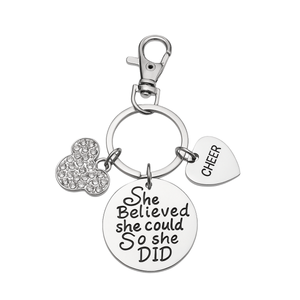Cheer She Believed She Could Zipper Pull Keychain - D2 Summit, Worlds Gift