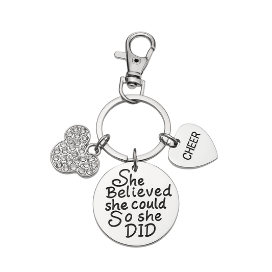 Cheer She Believed She Could Zipper Pull Keychain - D2 Summit, Worlds Gift