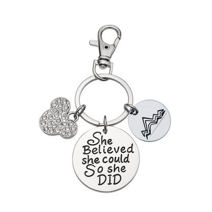 Cheer She Believed She Could Zipper Pull Keychain - D2 Summit, Worlds Gift