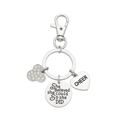 Cheer She Believed She Could Zipper Pull Keychain - D2 Summit, Worlds Gift