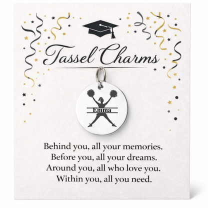 Cheerleader Engraved Tassel Charm