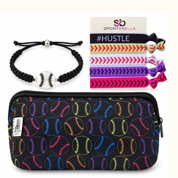 Softball Hustle Cosmetic Bag Gift Bundle