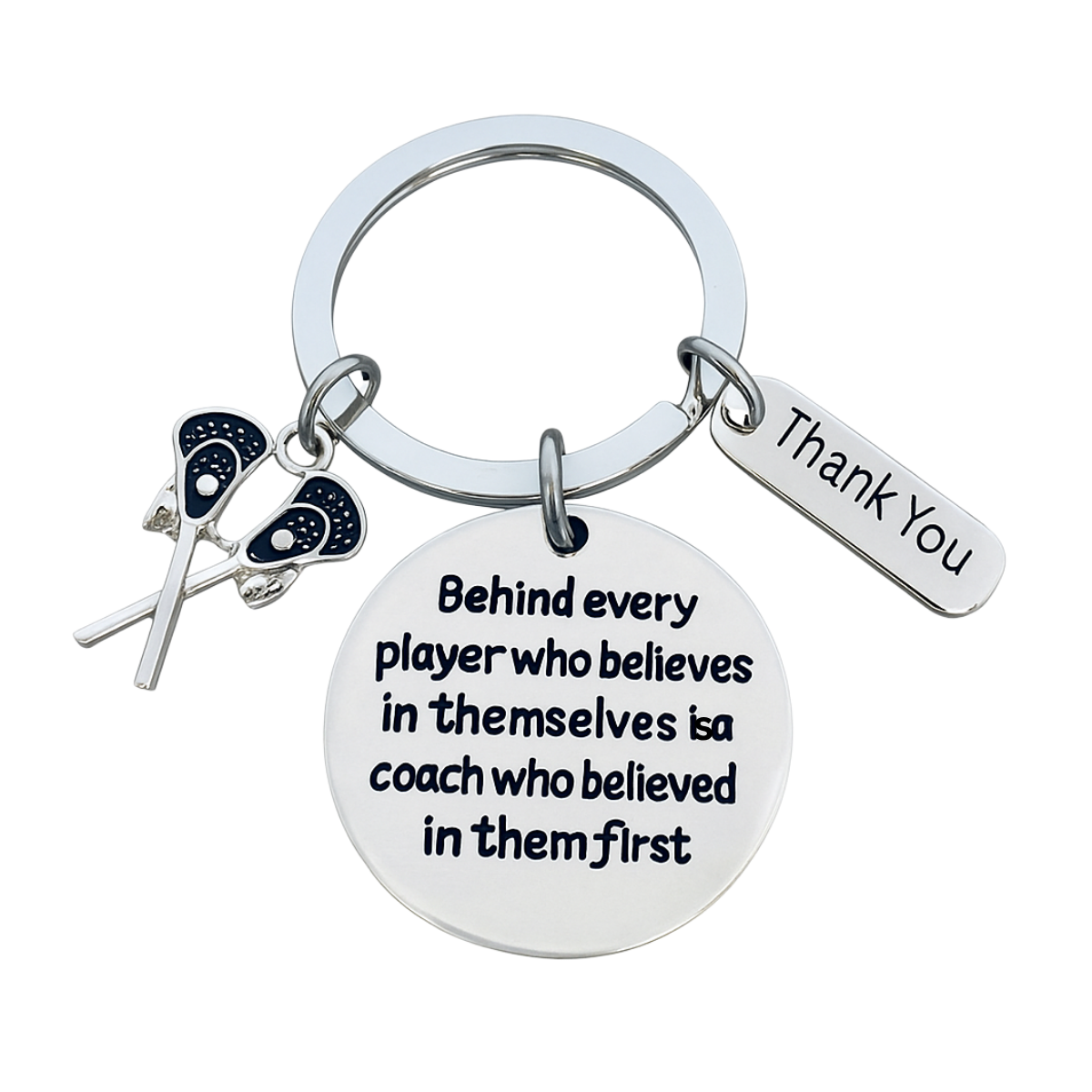 Lacrosse Coach Keychain with Inspirational Charms