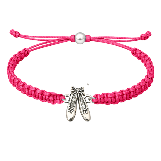 Dance Ballet Rope Bracelet with a Ballet Slipper Charm - SPORTYBELLA