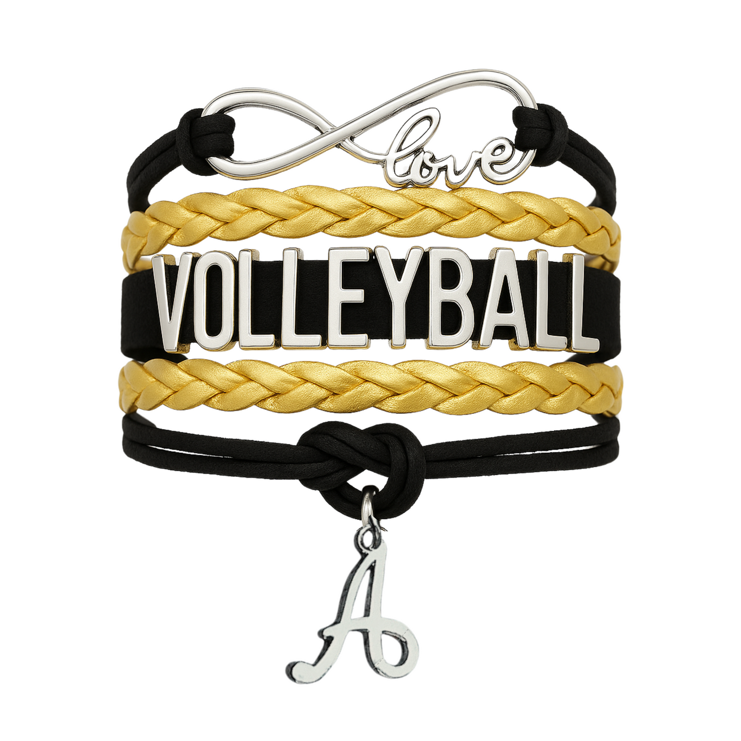 Personalized Volleyball Initial Charm Bracelet - Pick Color