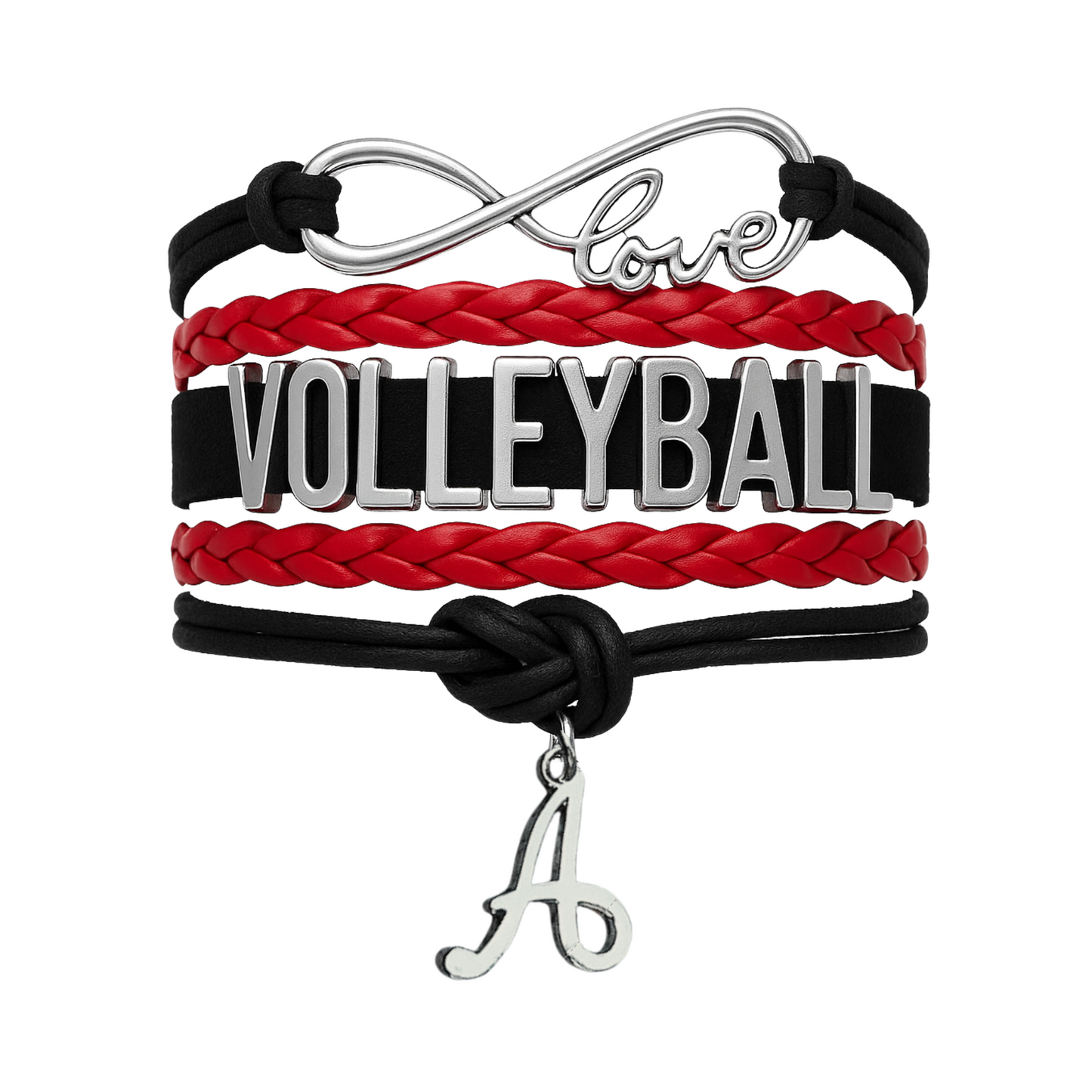 Personalized Volleyball Initial Charm Bracelet - Pick Color